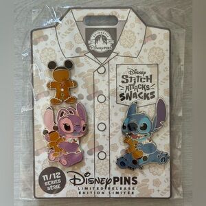 New Limited Release Disney Stitch Attacks Snacks Gingerbread pin set 11/12